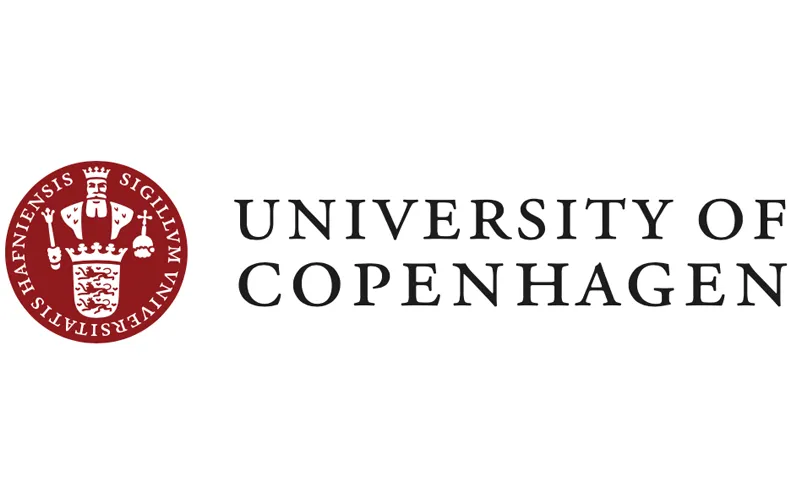 Official logo of the University of Copenhagen featuring a red circular seal with a crowned figure and Latin inscription on the left, and the university name in capital letters on the right.